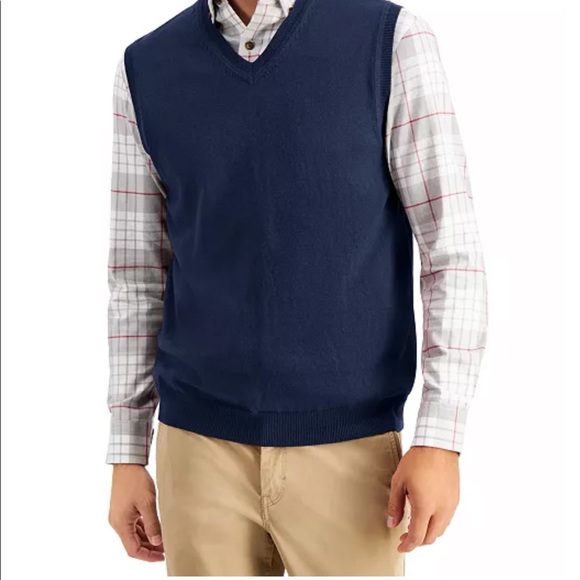 SOLD Calvin Klein Men’s Black Solid V-Neck Sweater Vest Size Large - Picture 1 of 4